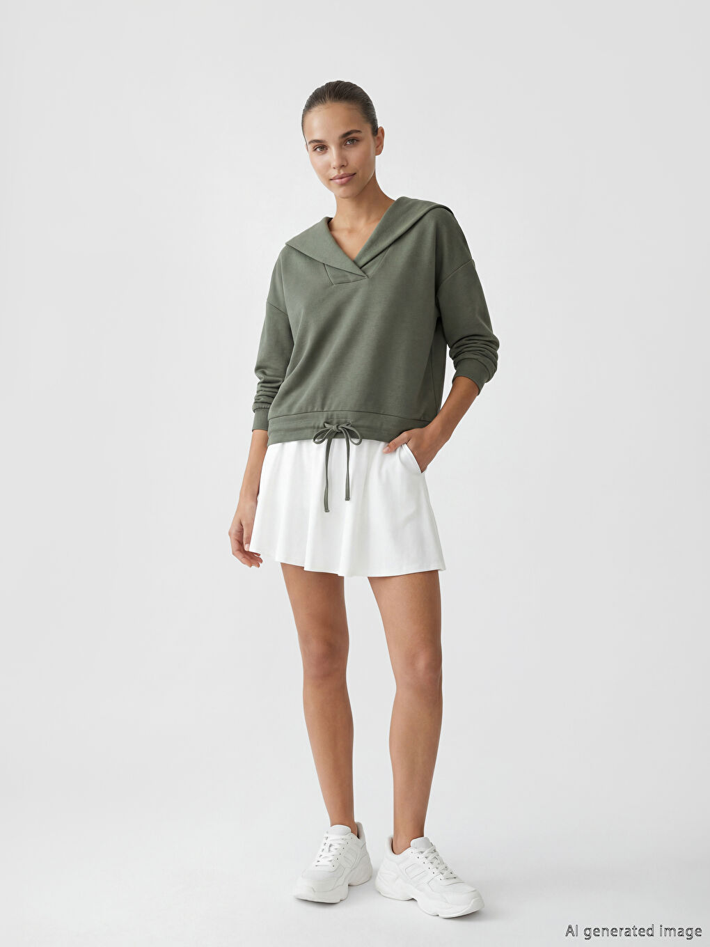 سويت شيرت نسائي أوفرسايز بياقة بولو-1