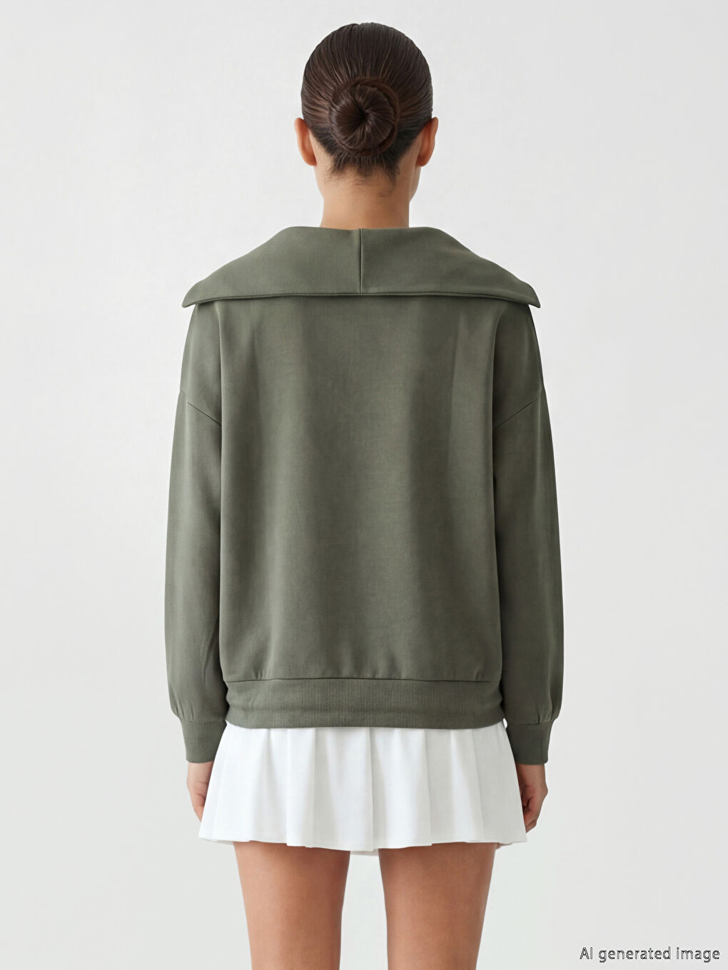 سويت شيرت نسائي أوفرسايز بياقة بولو-3