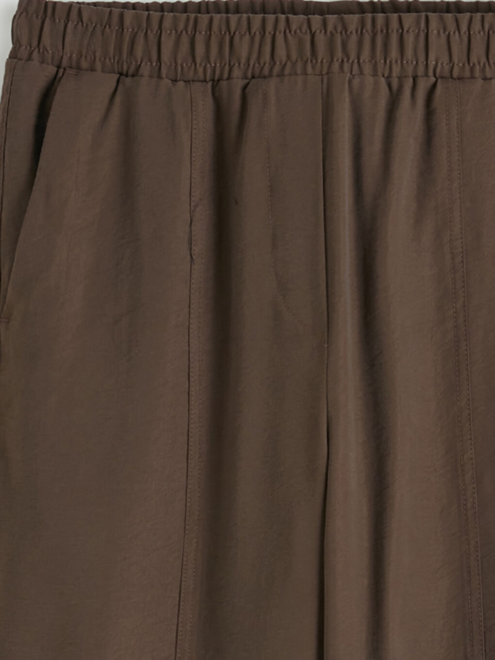 Kahverengi Beli Lastikli Havuç Kesim Kadın Pantolon-2