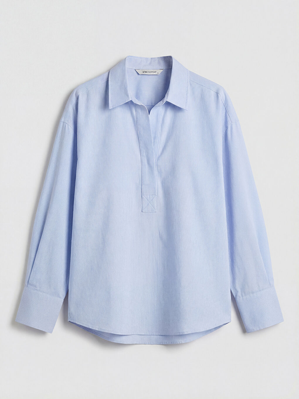 Mavi Gömlek Yaka Oversize Oxford Bluz