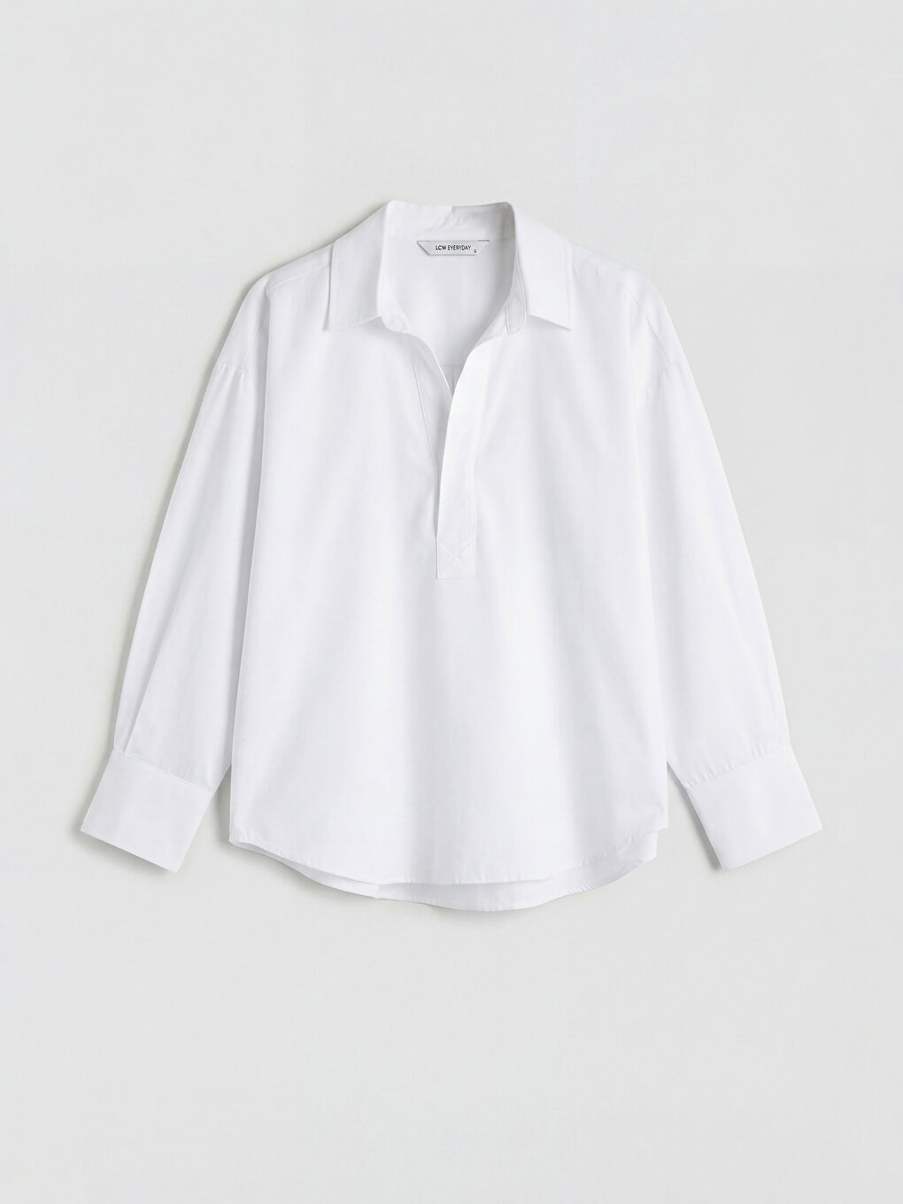 Collared Neck Oversize Oxford Blouse-4