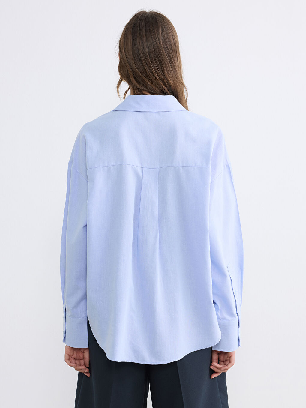 Collared Neck Oversize Oxford Blouse-3