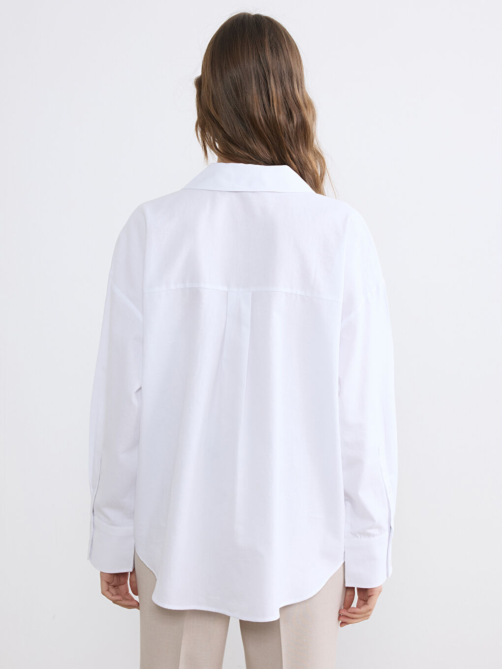 Collared Neck Oversize Oxford Blouse-3