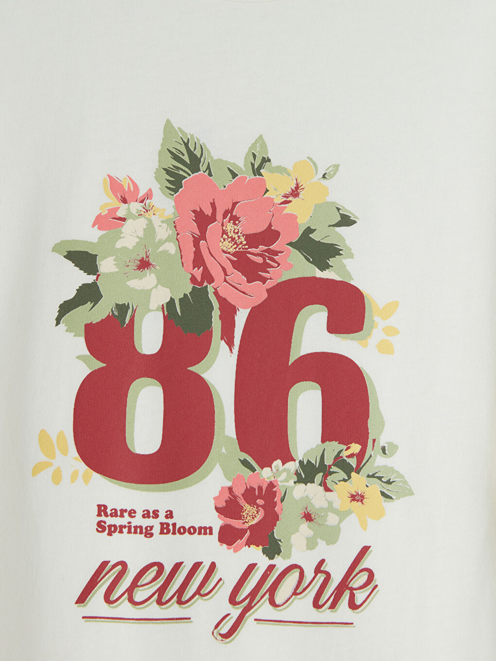 تيشيرت ياقة دائرية مطبوع نيويورك للبنات-2