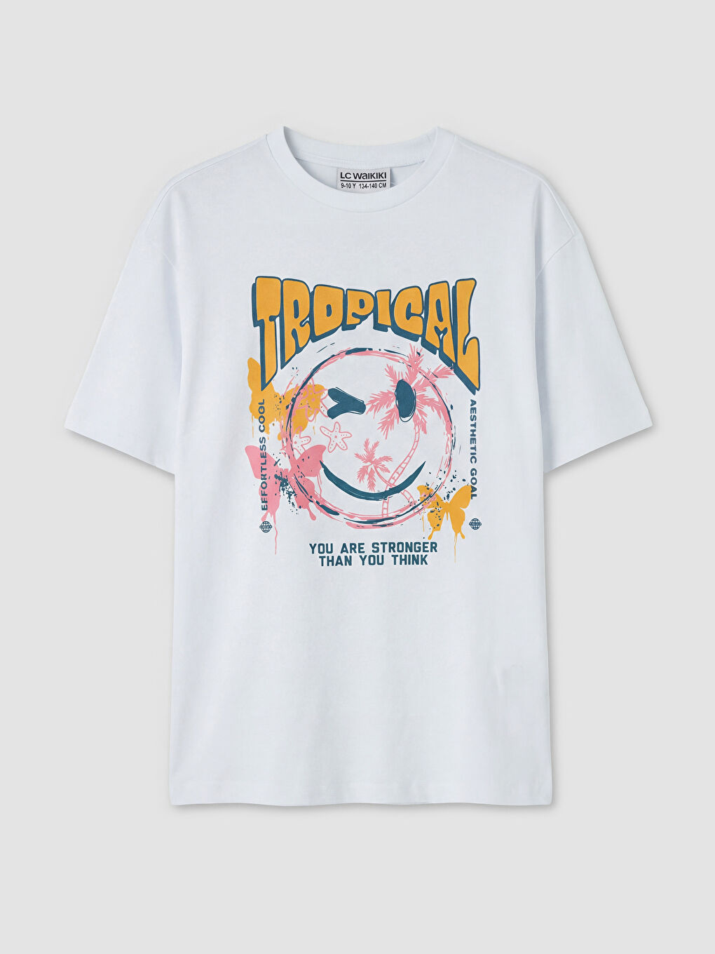 تي شيرت مطبوع بياقة دائرية للبنات