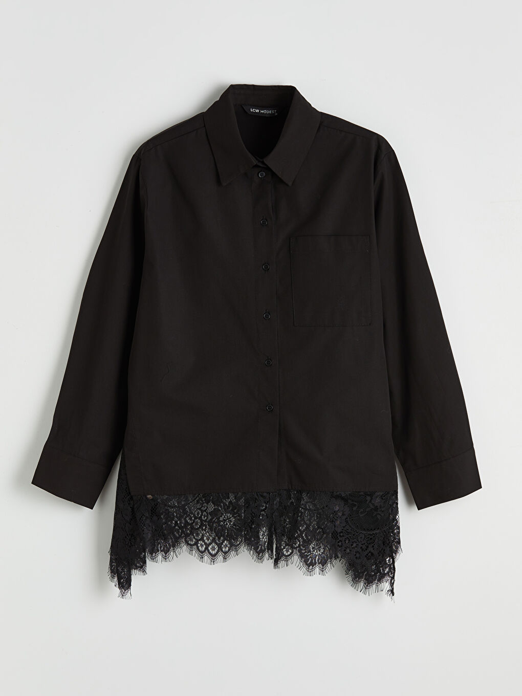 Siyah Dantel Detaylı Kadın Gömlek Tunik-4