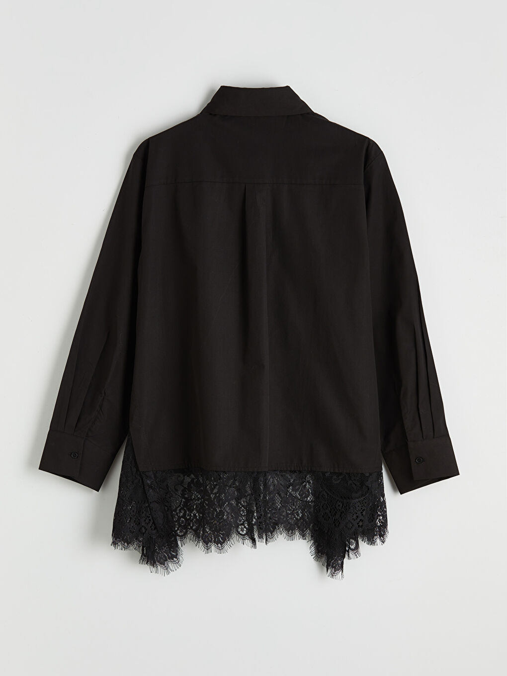 Siyah Dantel Detaylı Kadın Gömlek Tunik-5