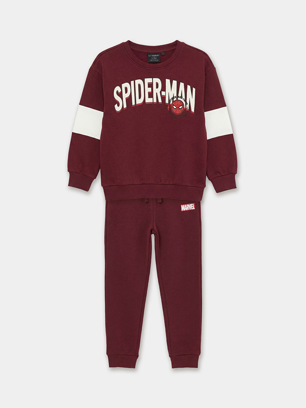 Bordo Spider-Man Baskılı Erkek Çocuk Kalın Eşofman Takım