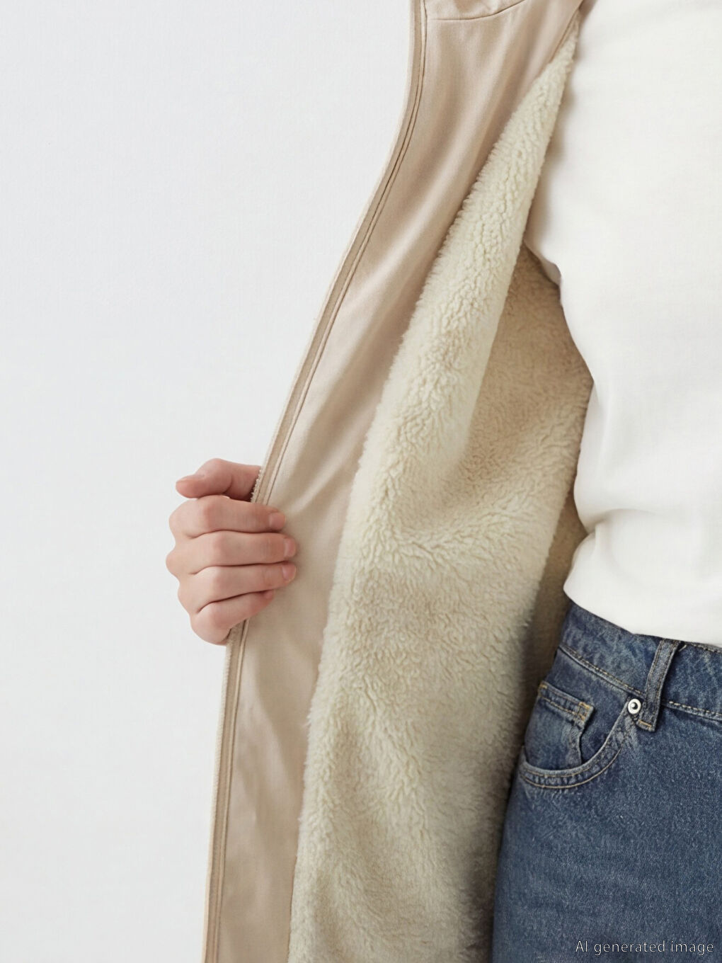 Bej Kapüşonlu Kadın Yağmurluk-2