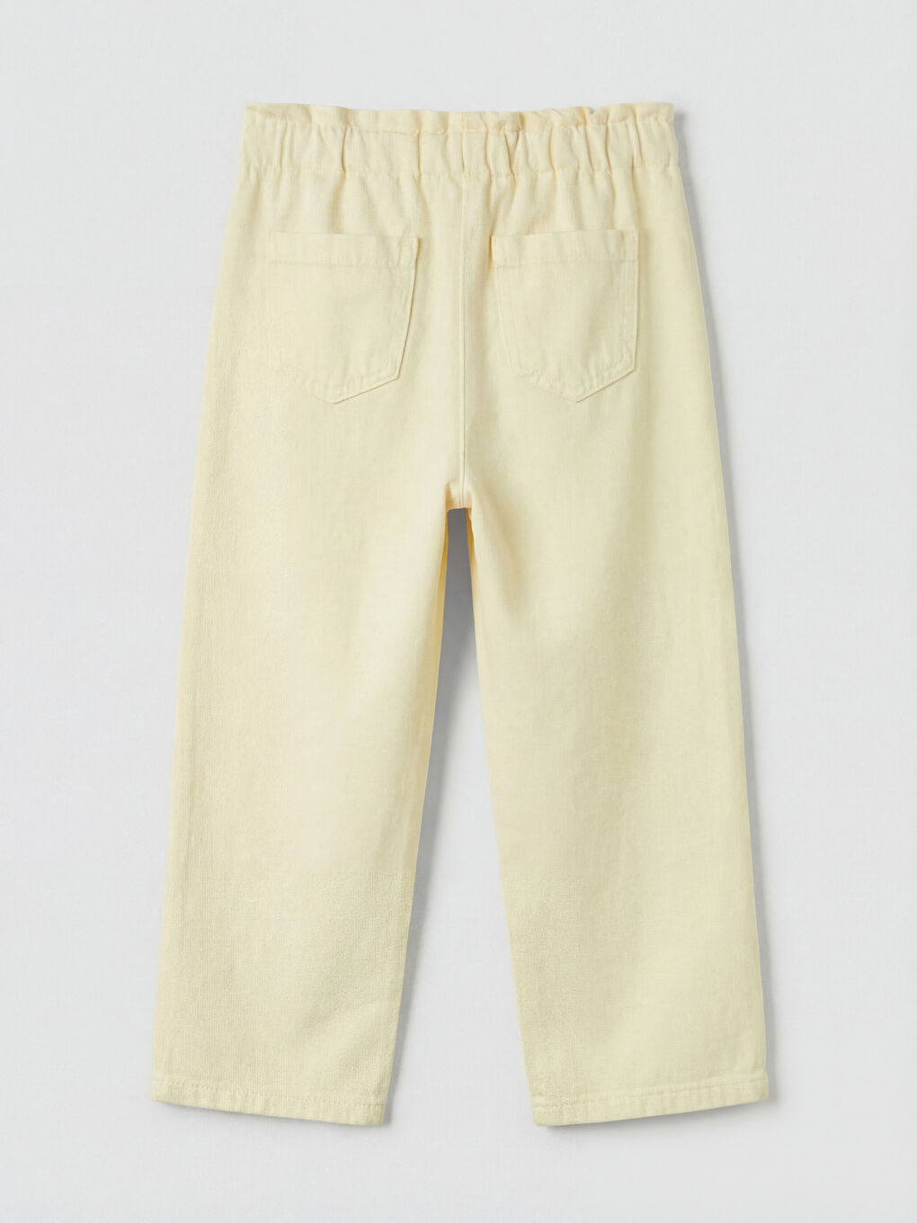 Sarı Regular Fit Kız Çocuk Nakışlı Gabardin Pantolon-1