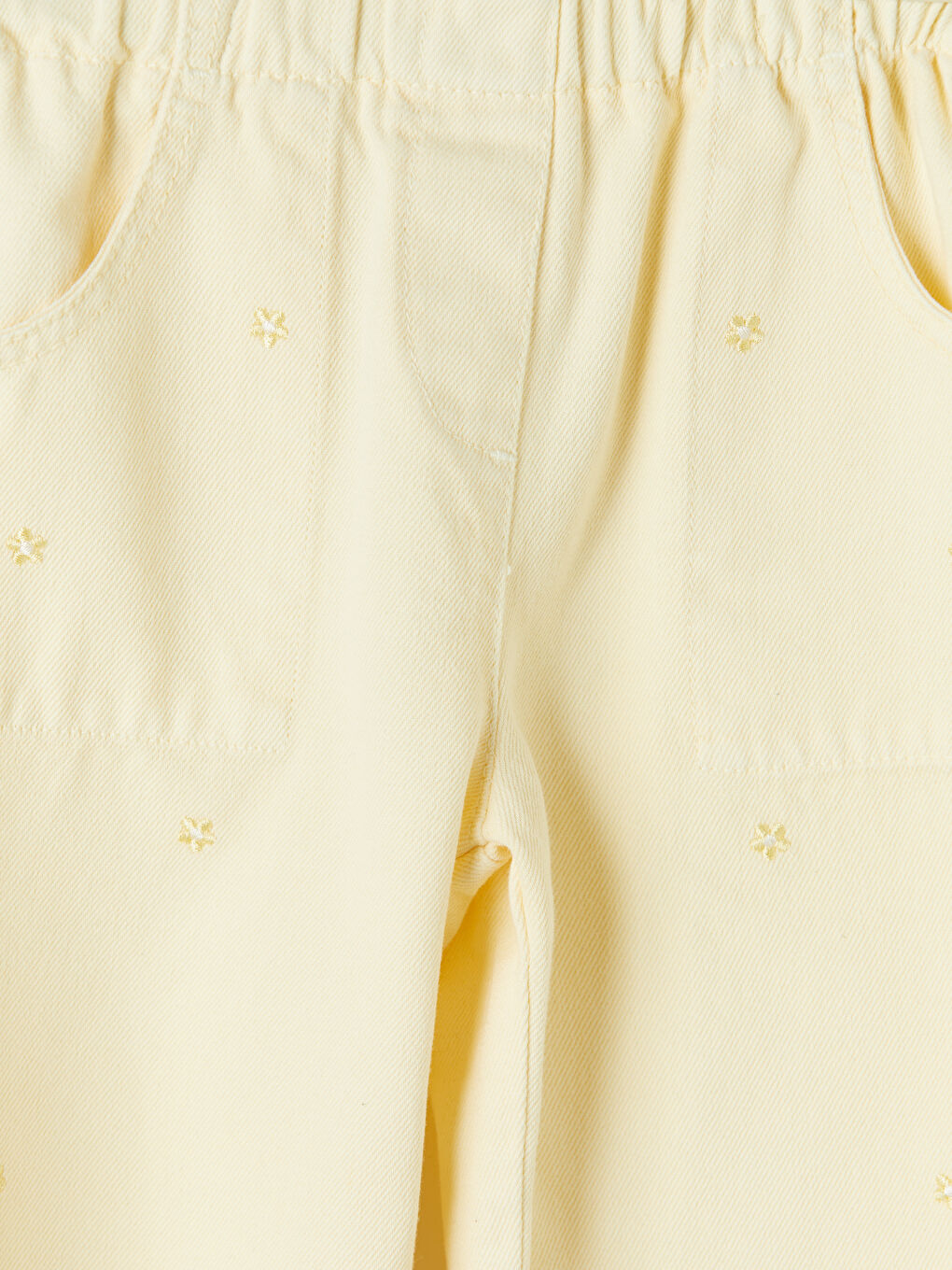 Sarı Regular Fit Kız Çocuk Nakışlı Gabardin Pantolon-2