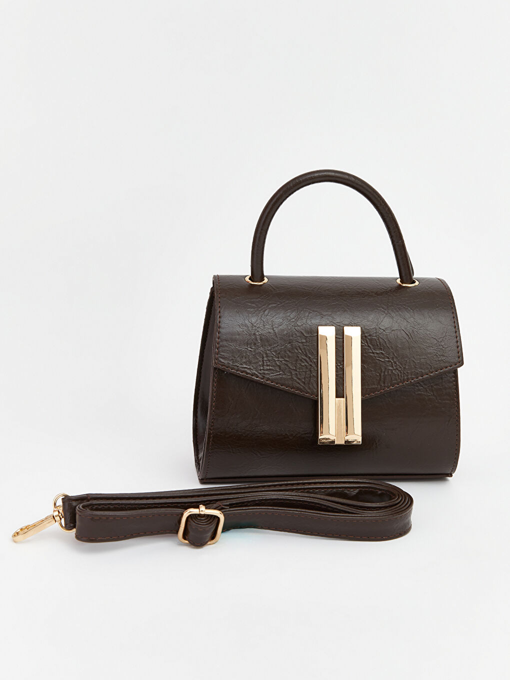 Kahverengi Deri Görünümlü Kadın Omuz Çantası-1