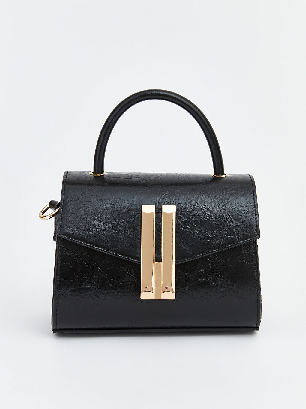 Siyah Deri Görünümlü Kadın Omuz Çantası