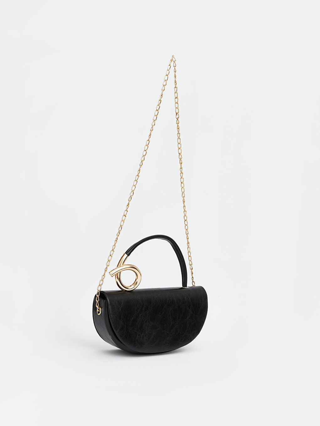 Siyah Zincir Sap Detaylı  Kadın Omuz Çantası	-1