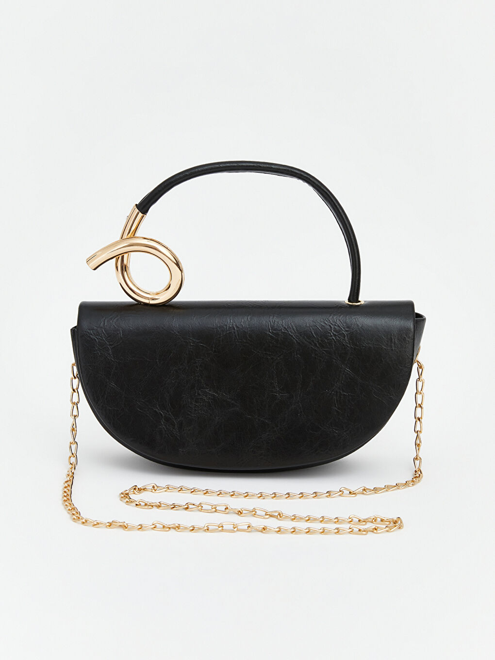 Siyah Zincir Sap Detaylı  Kadın Omuz Çantası	-2