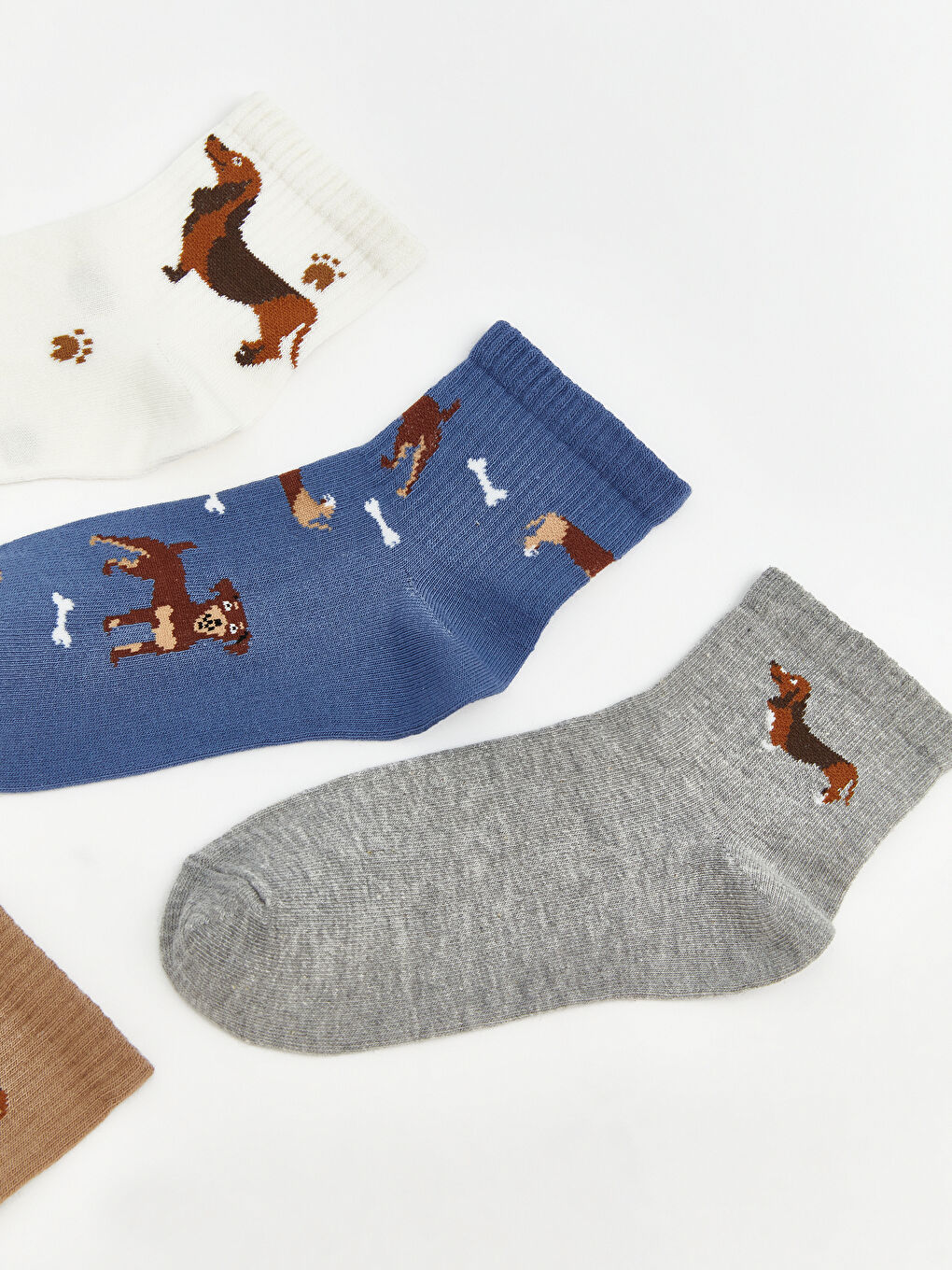 Karışık Köpek Desenli Erkek Çocuk Soket Çorap 5'li-1