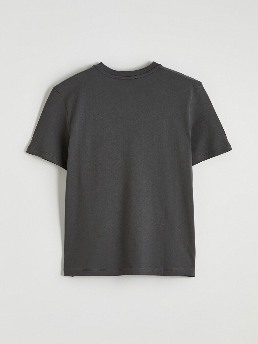 Antrasit Bisiklet Yaka Nakışlı Kadın Tişört-2