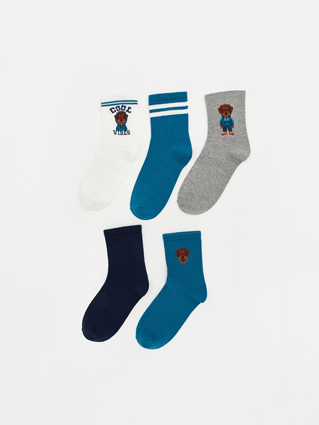 Karışık Desenli Erkek Çocuk Soket Çorap 5'li 