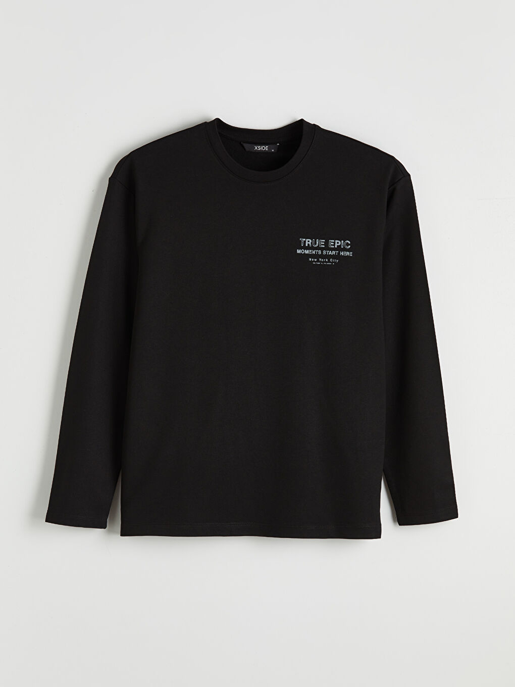 Siyah Bisiklet Yaka NYC Baskılı Erkek Sweatshirt