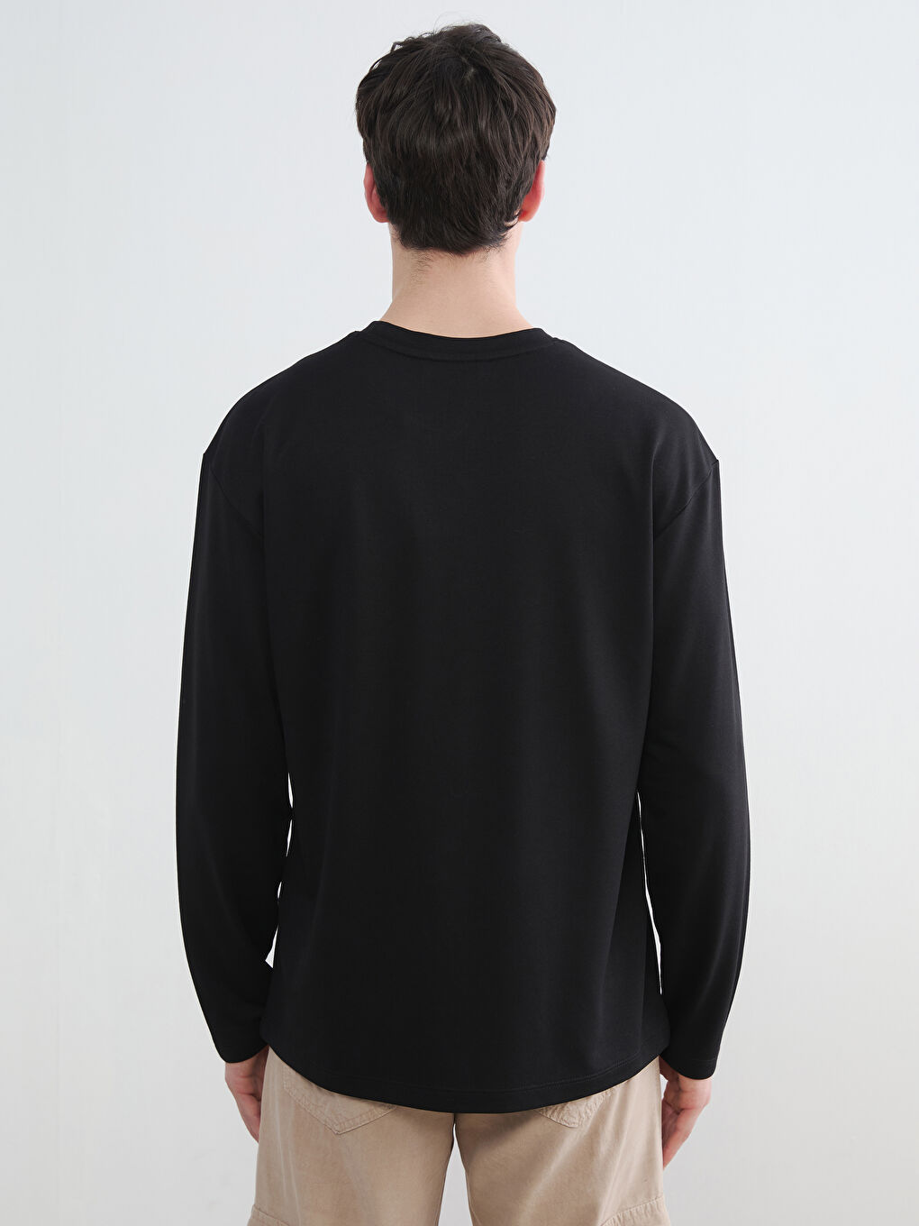 Siyah Bisiklet Yaka NYC Baskılı Erkek Sweatshirt-3