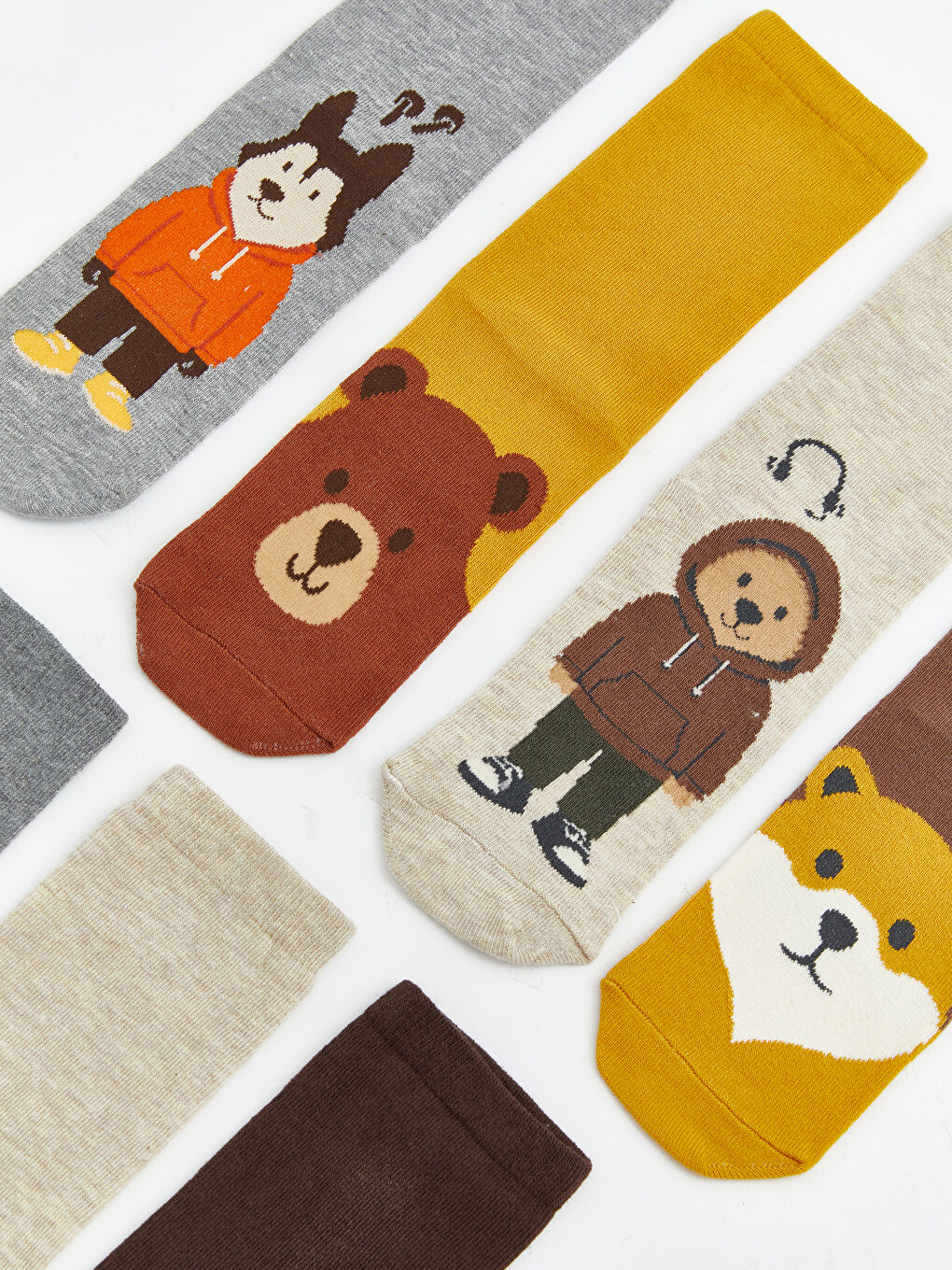 Karışık Baskılı Erkek Çocuk Soket Çorap 7'li-1