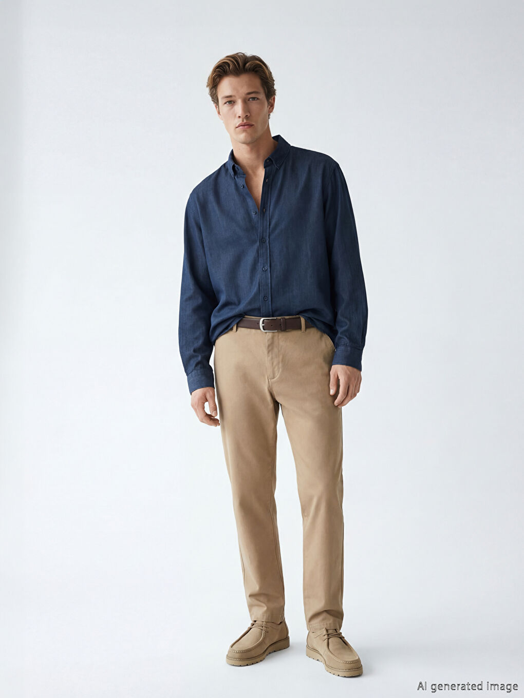 Lacivert Regular Fit Erkek Jean Gömlek-1