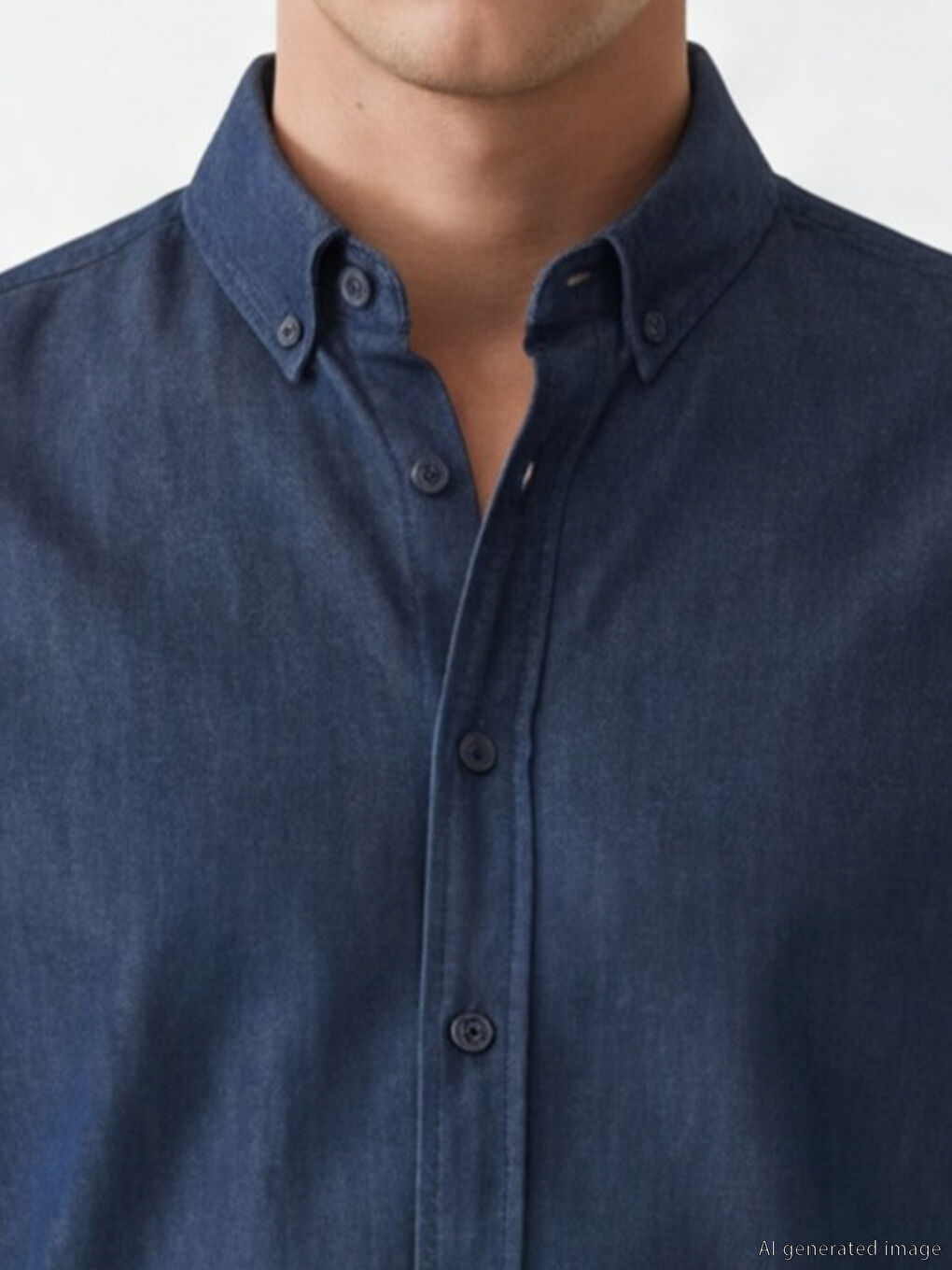 Lacivert Regular Fit Erkek Jean Gömlek-2