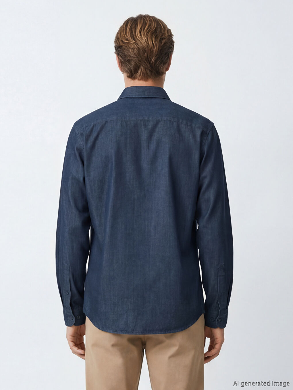 Lacivert Regular Fit Erkek Jean Gömlek-3