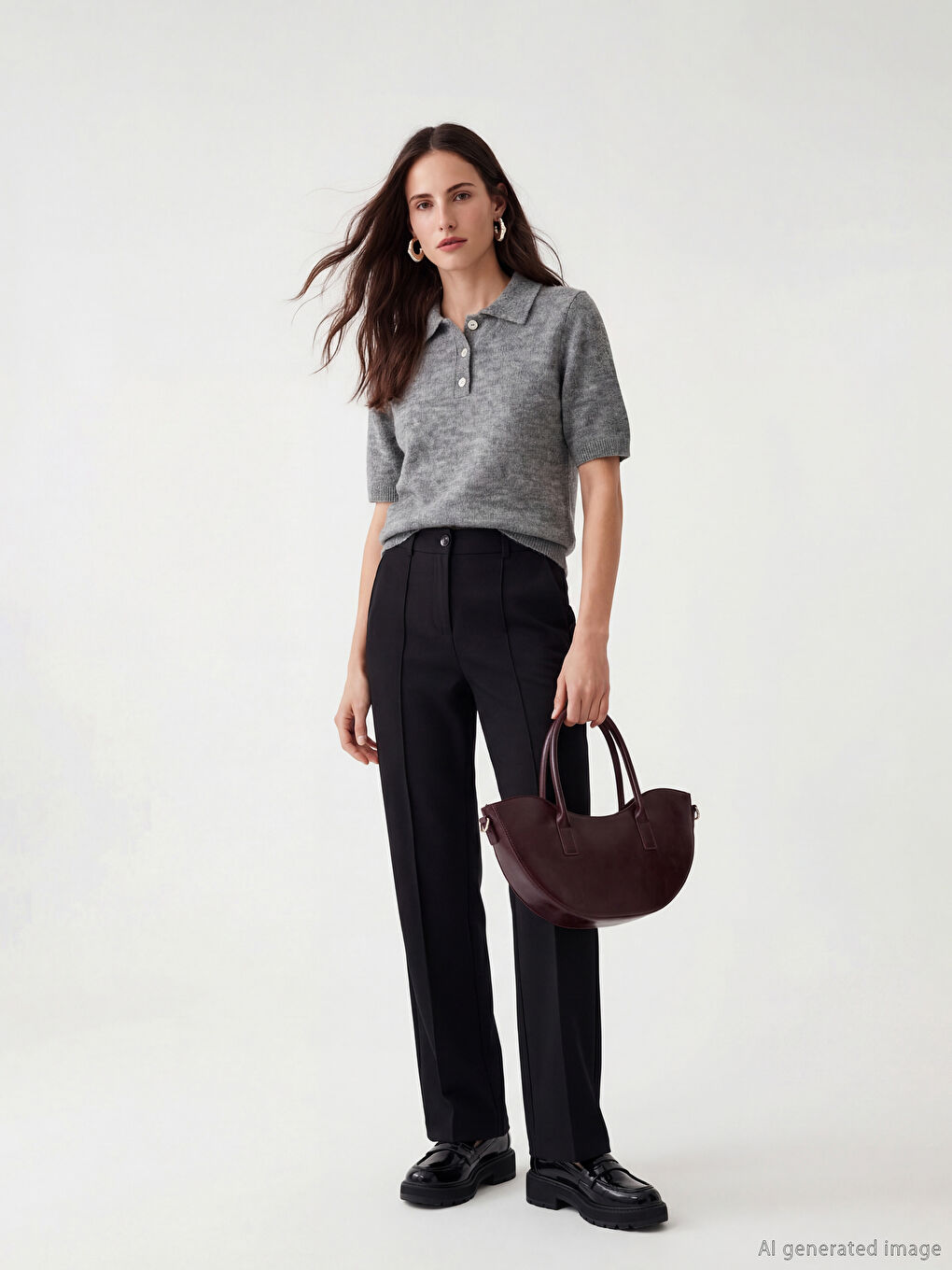 Siyah Dar Fit Geniş Paça Kadın Pantolon