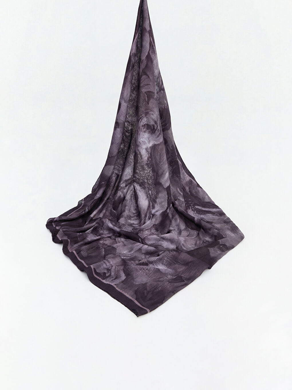 Mürdüm Çiçek Desenli Kadın Şal