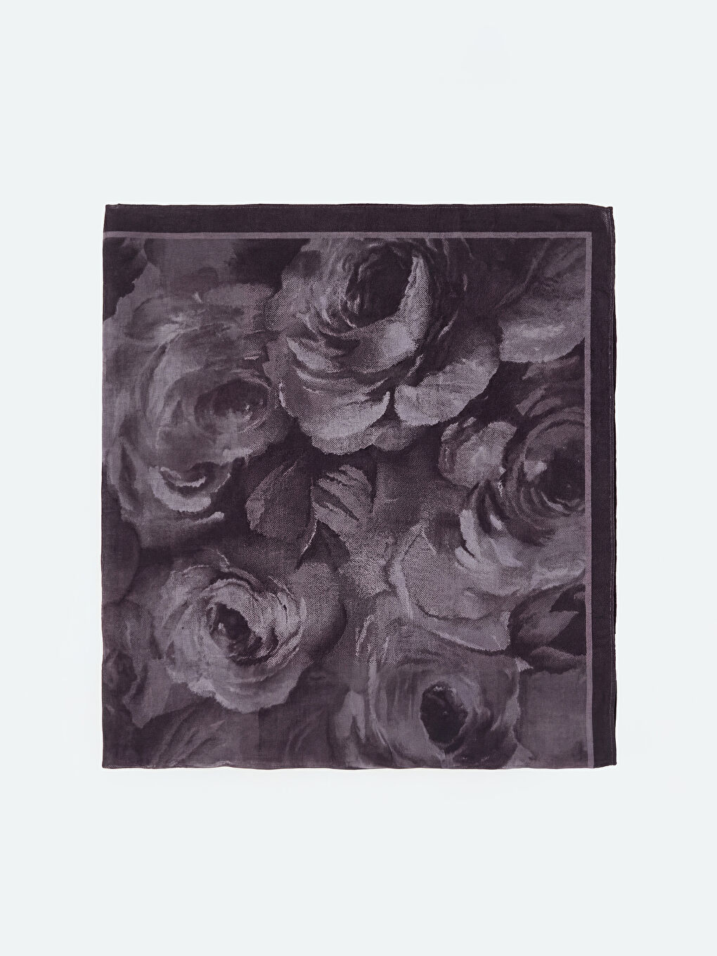 Mürdüm Çiçek Desenli Kadın Şal-1