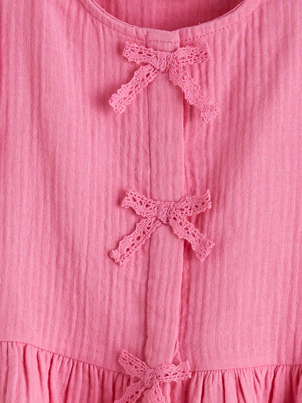 Pembe Fiyonklu Balon Kollu Kız Çocuk Peplum Bluz-2
