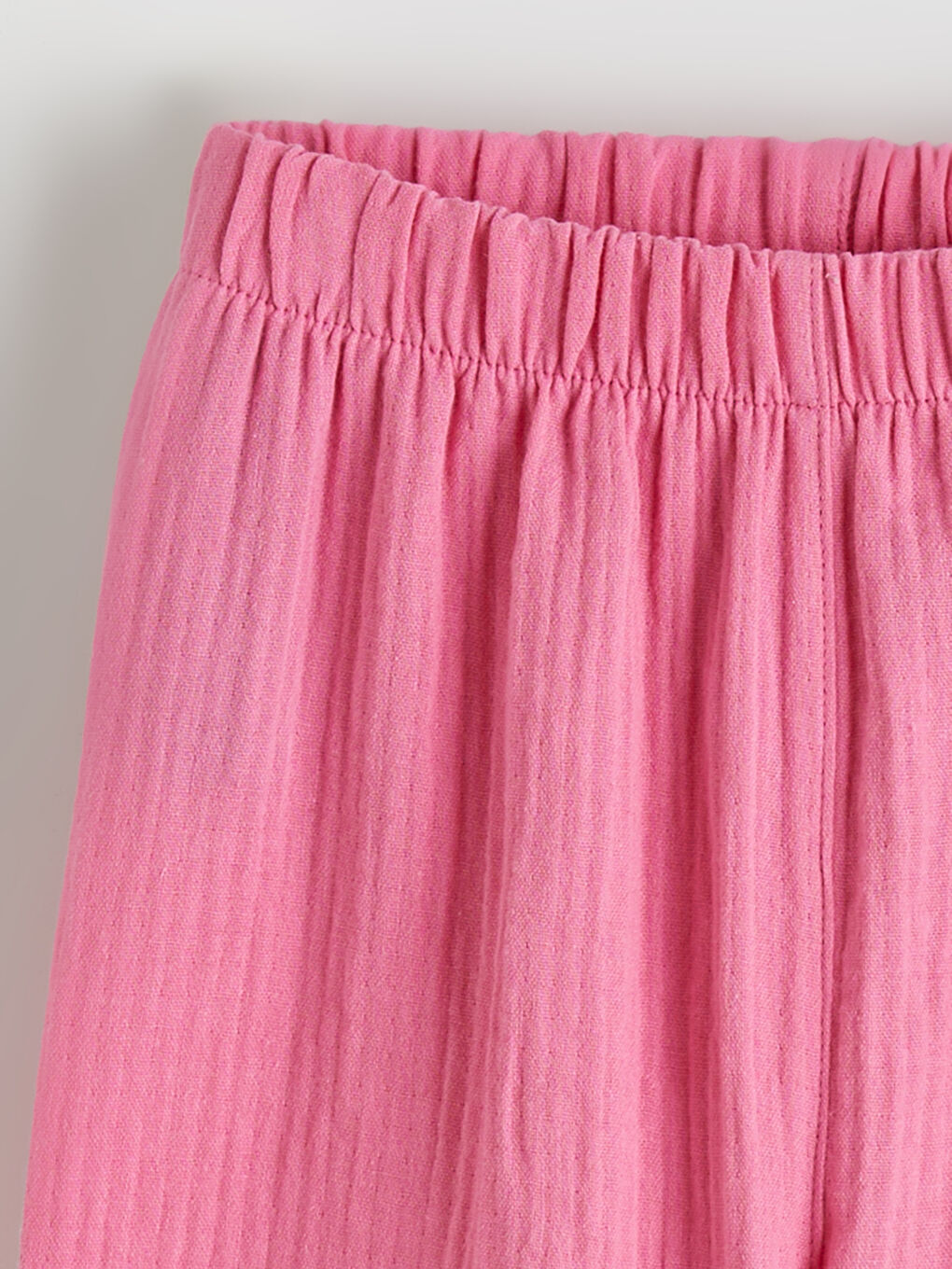 Pembe Beli Lastikli Kız Çocuk Geniş Paça Pantolon-1