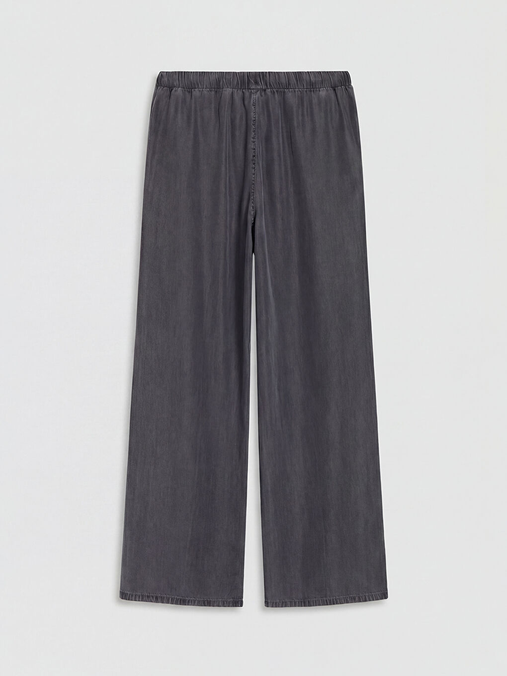 Gri Beli Lastikli Wideleg Kadın Jean Pantolon-5