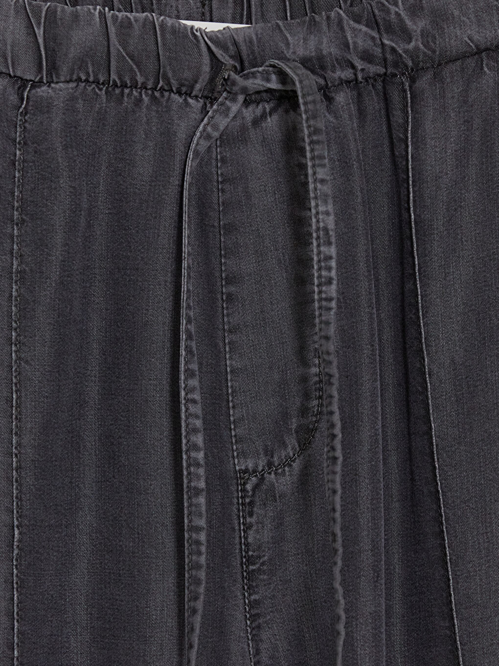 Gri Beli Lastikli Wideleg Kadın Jean Pantolon-6