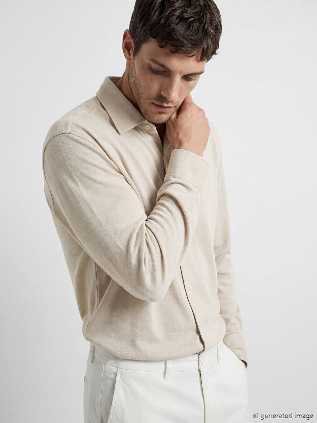 Kahverengi Slim Fit Oxford Erkek Gömlek