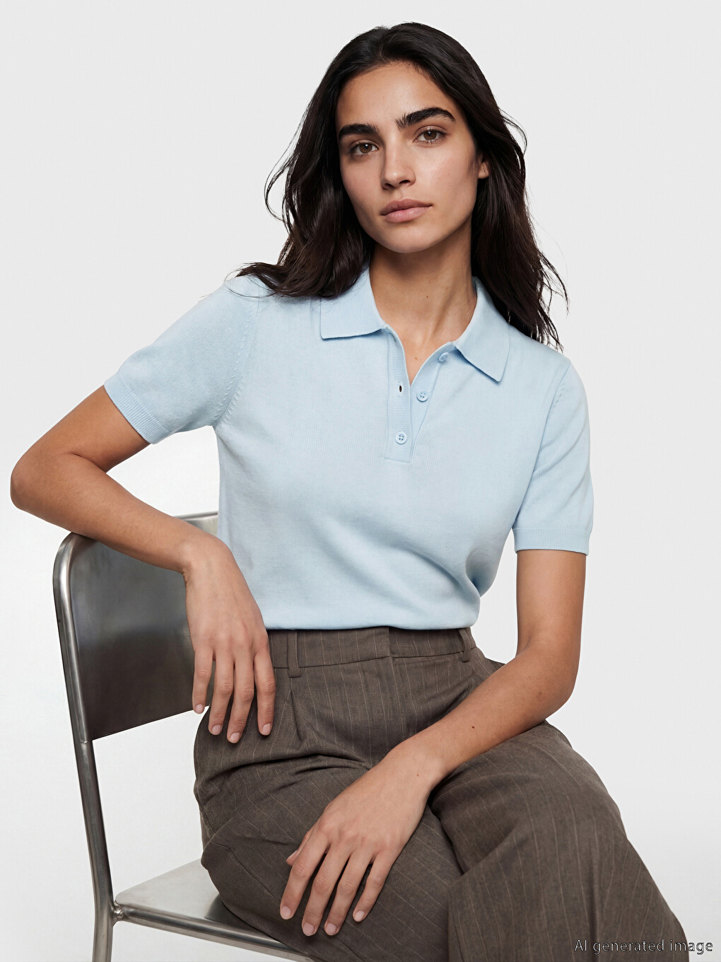 Polo Collar Women's Knitwear Sweater-2