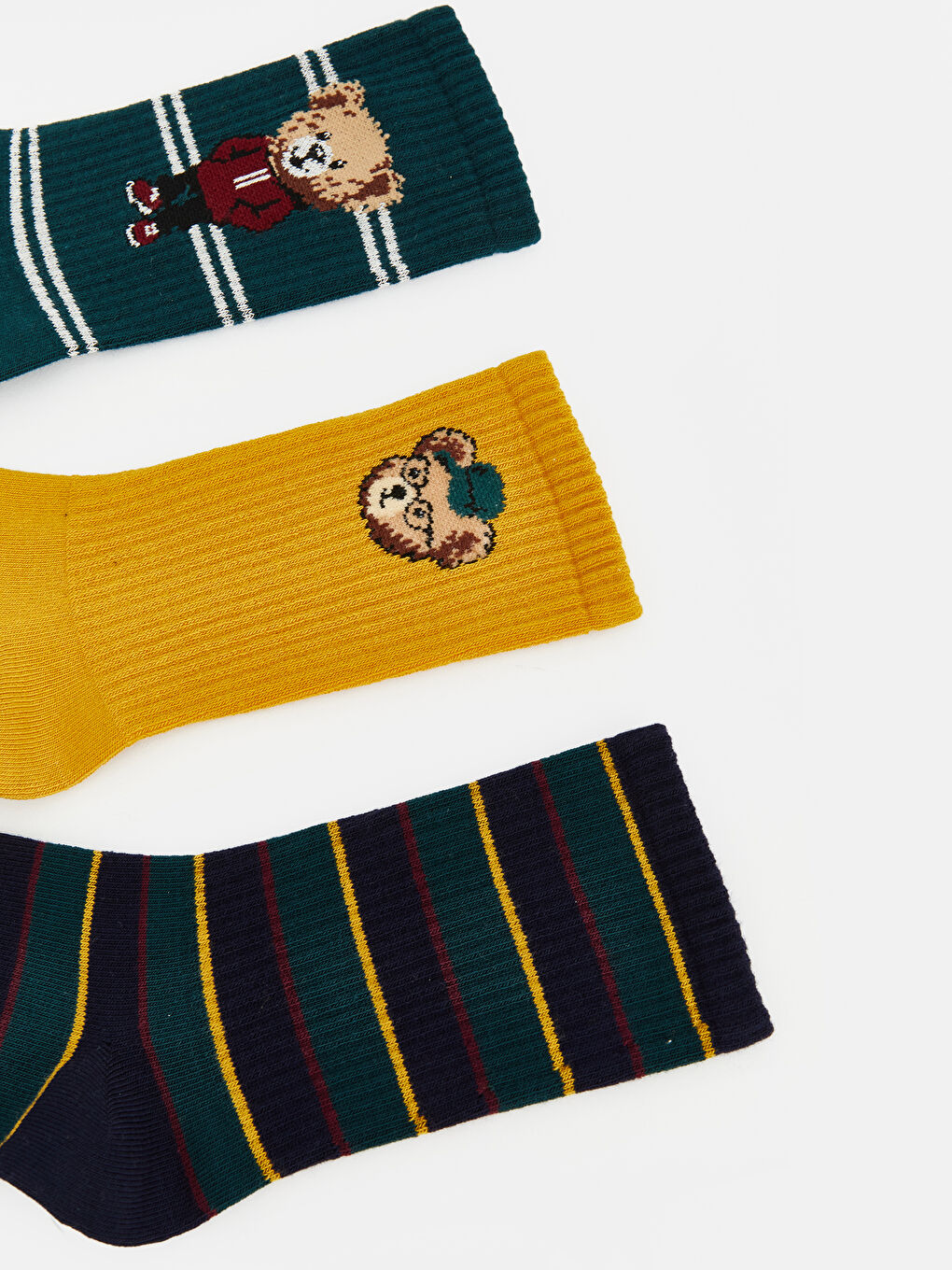 Karışık Ayı Nakışlı Erkek Çocuk Soket Çorap 5'li -2