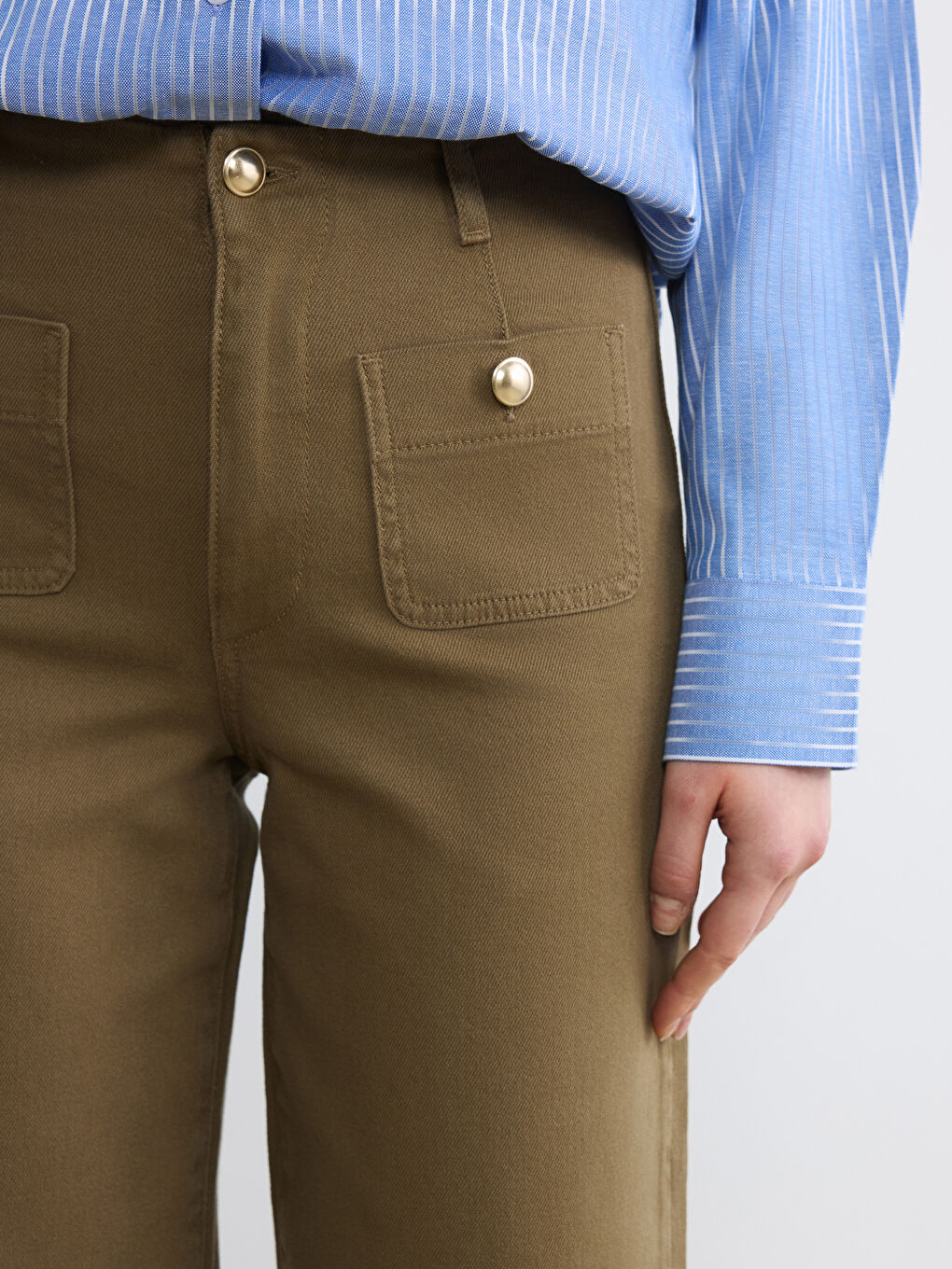 Haki Wideleg Kadın Jean Pantolon	-2