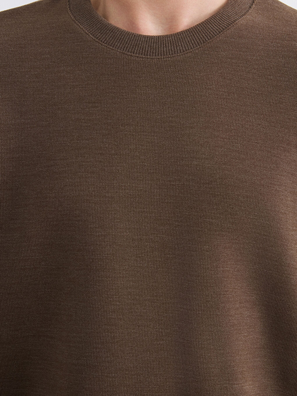 Kahverengi Bisiklet Yaka Erkek Sweatshirt-2