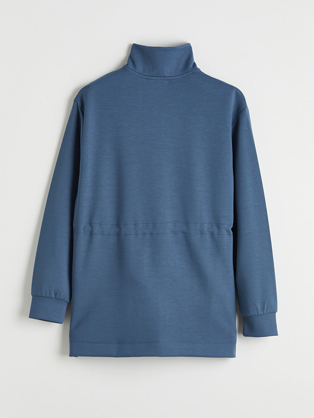 İndigo Dik Yaka Büzgülü Kadın Fermuarlı Sweatshirt	-1