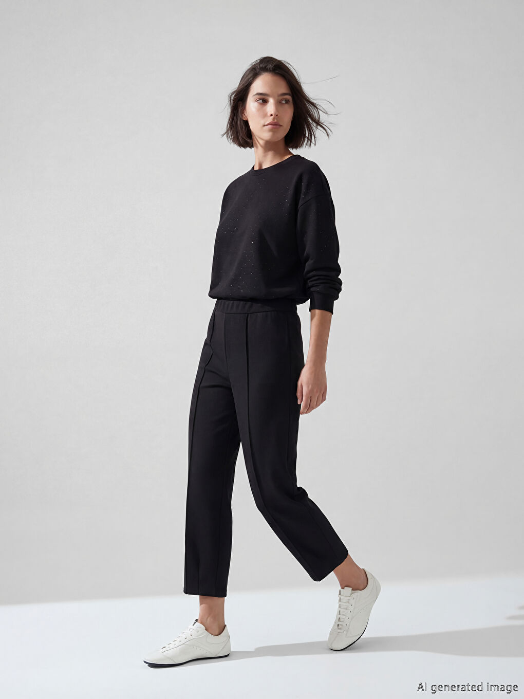 Siyah Beli Lastikli Soft Touch Kadın Eşofman Altı