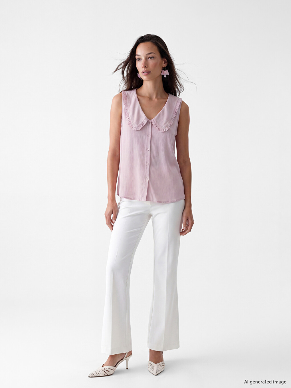 Peter Pan Collar Frilled Blouse-1