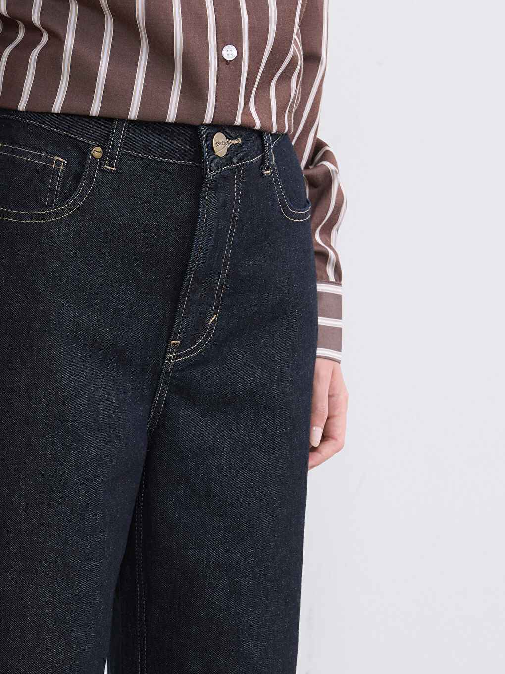 Lacivert Petite Baggy Fit Kadın Jean Pantolon-4