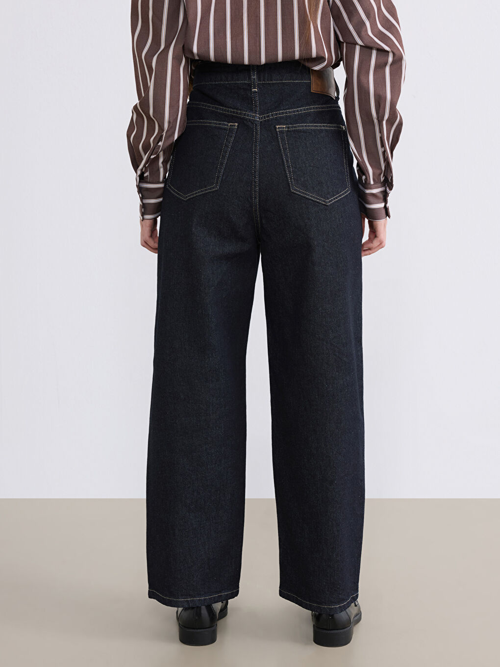 Lacivert Petite Baggy Fit Kadın Jean Pantolon-5