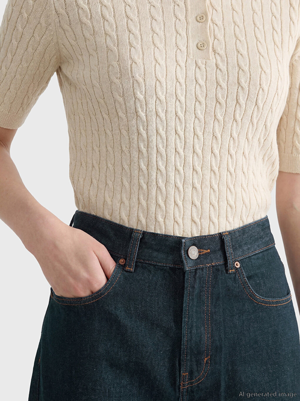 Lacivert Petite Baggy Fit Kadın Jean Pantolon-2