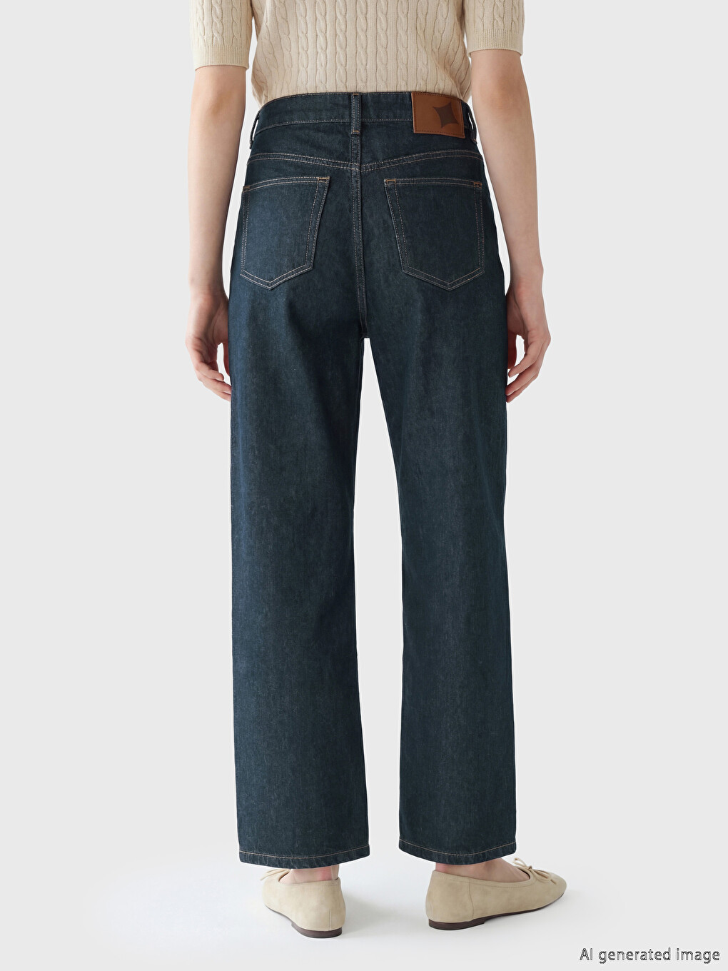 Lacivert Petite Baggy Fit Kadın Jean Pantolon-3