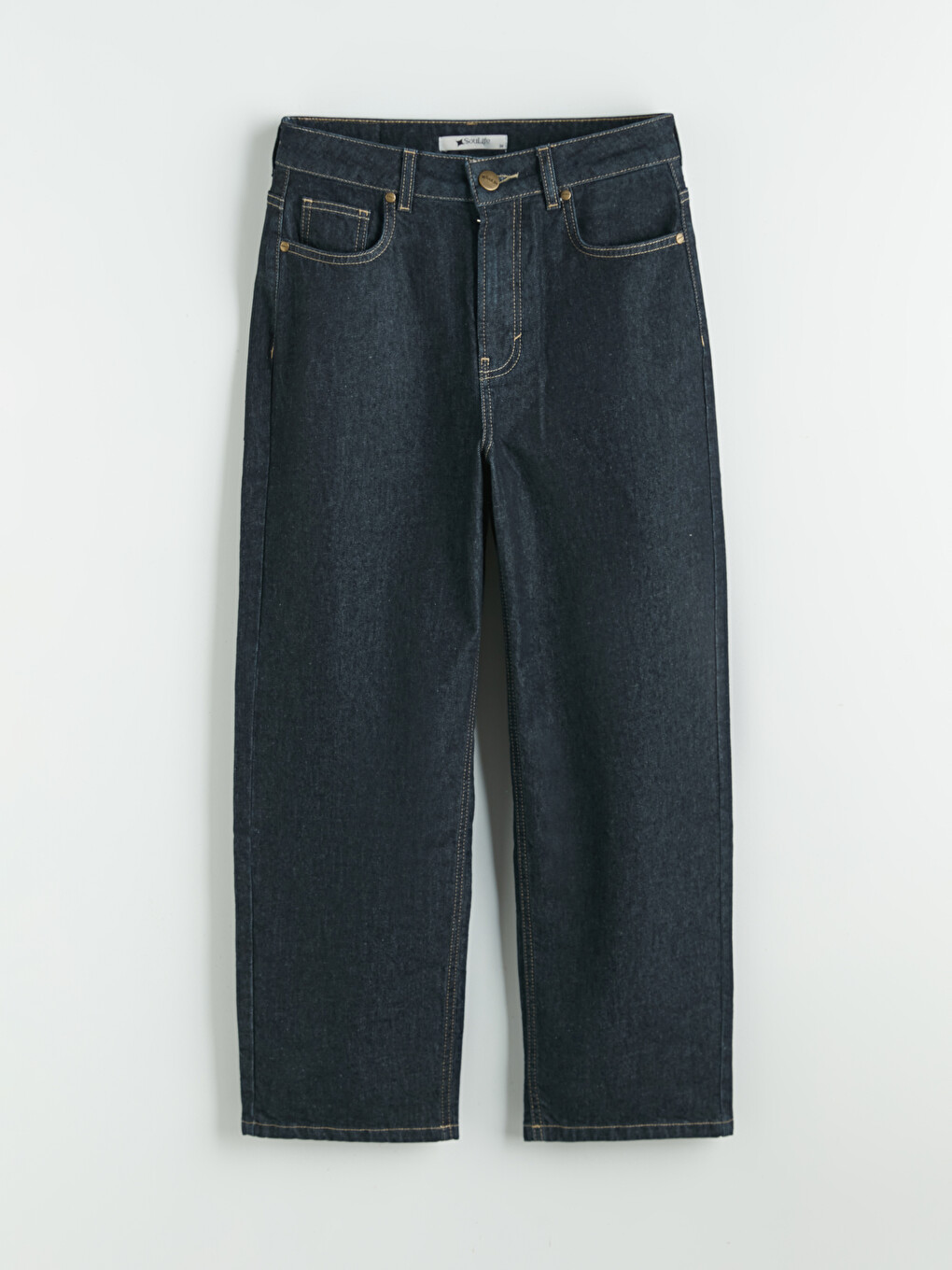 Lacivert Petite Baggy Fit Kadın Jean Pantolon-4