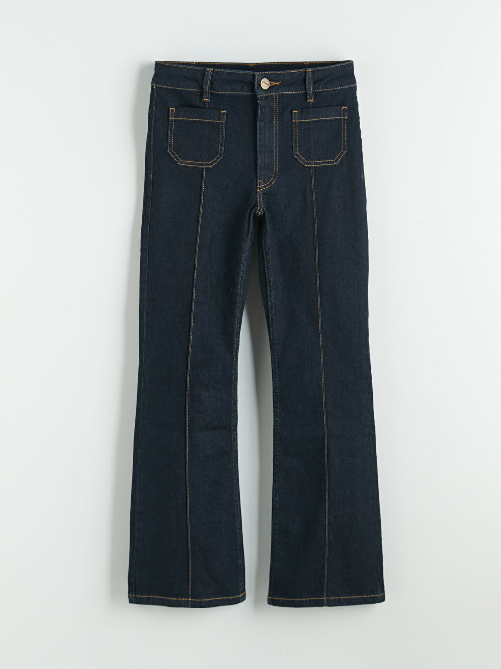 Lacivert Petite Flare Kadın Jean Pantolon-4