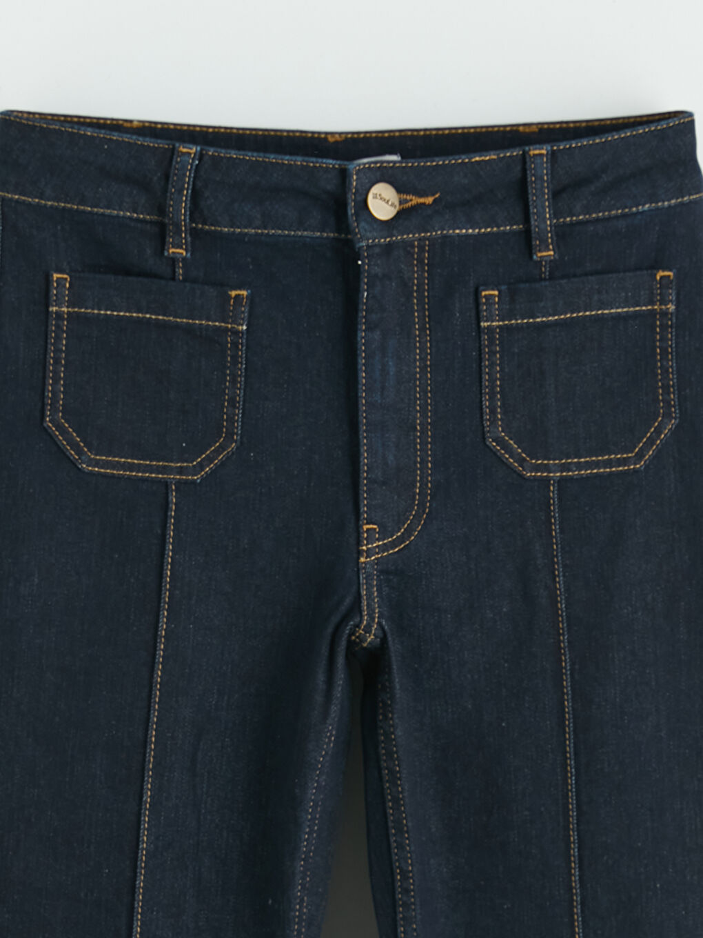 Lacivert Petite Flare Kadın Jean Pantolon-6